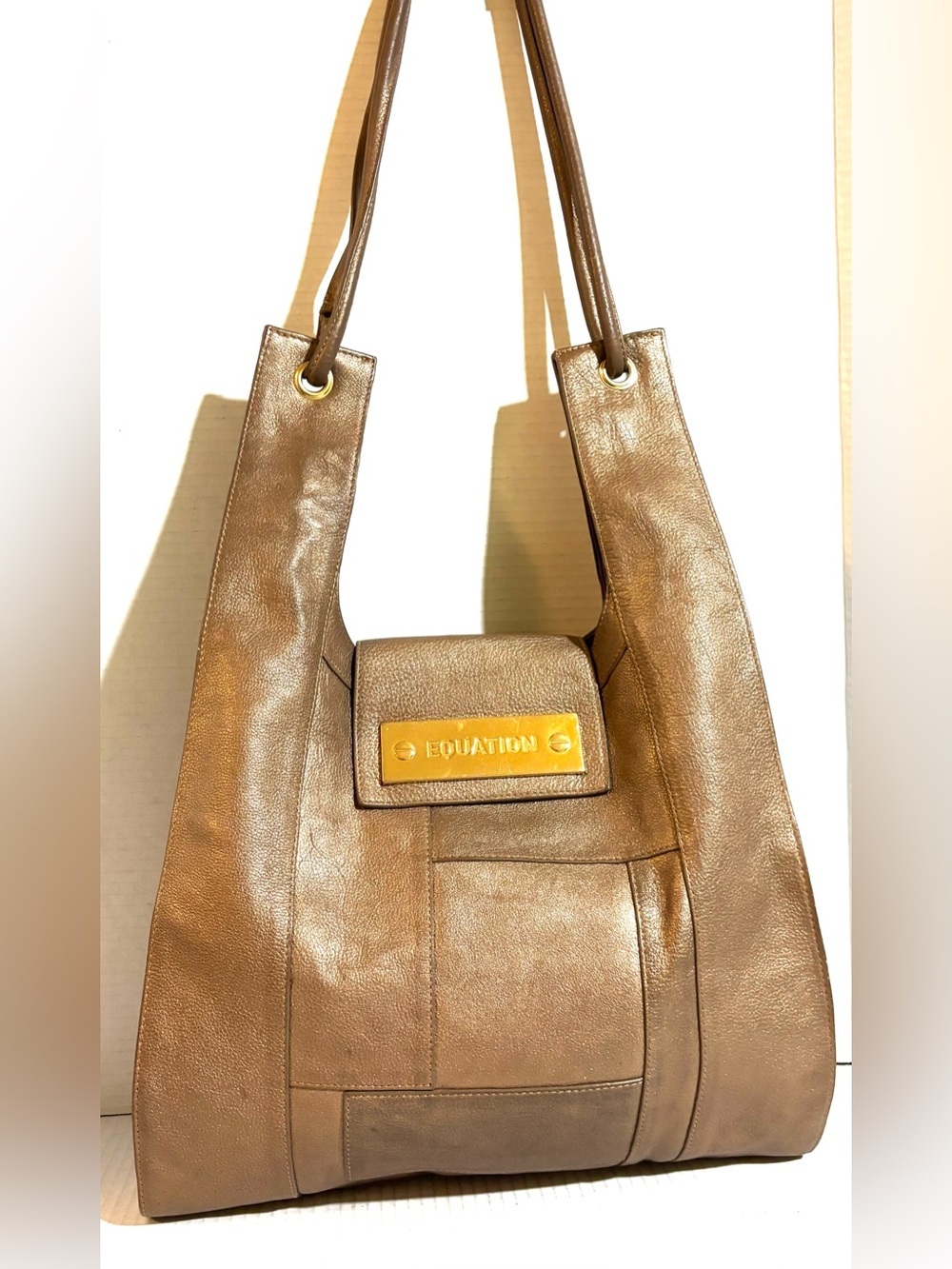 Brown metallic  Leather Shoulder Bag